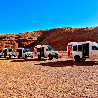 a truck is parked in the desert
